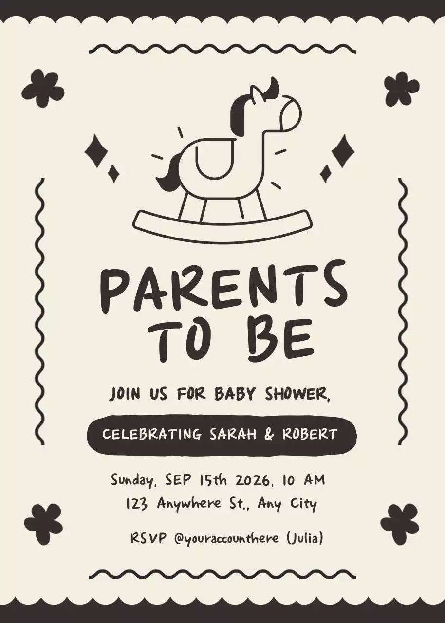 Undangan Baby Shower Lucu Berwarna Krem