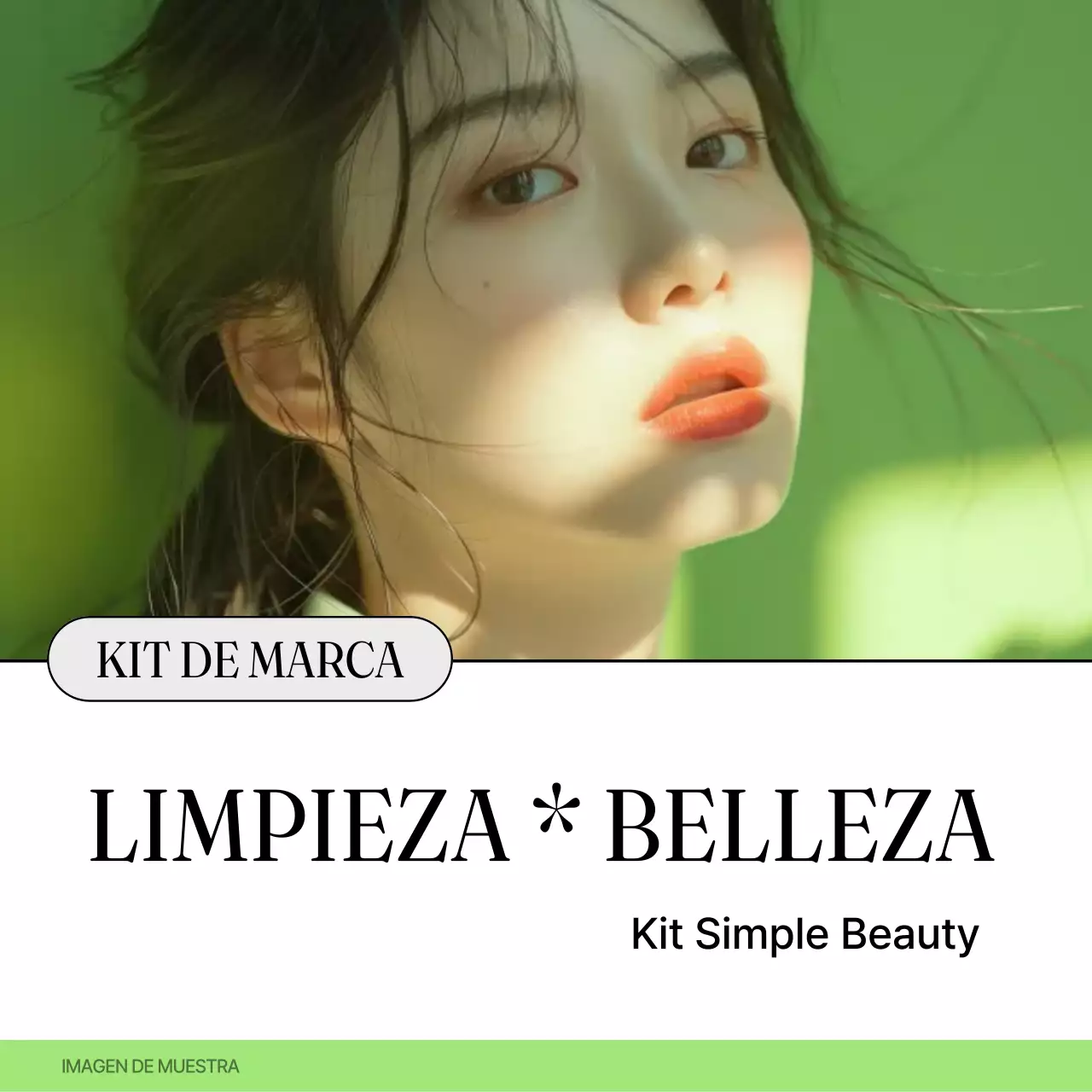 Promoción de una marca de belleza minimalista y limpia en chartreuse y blanco