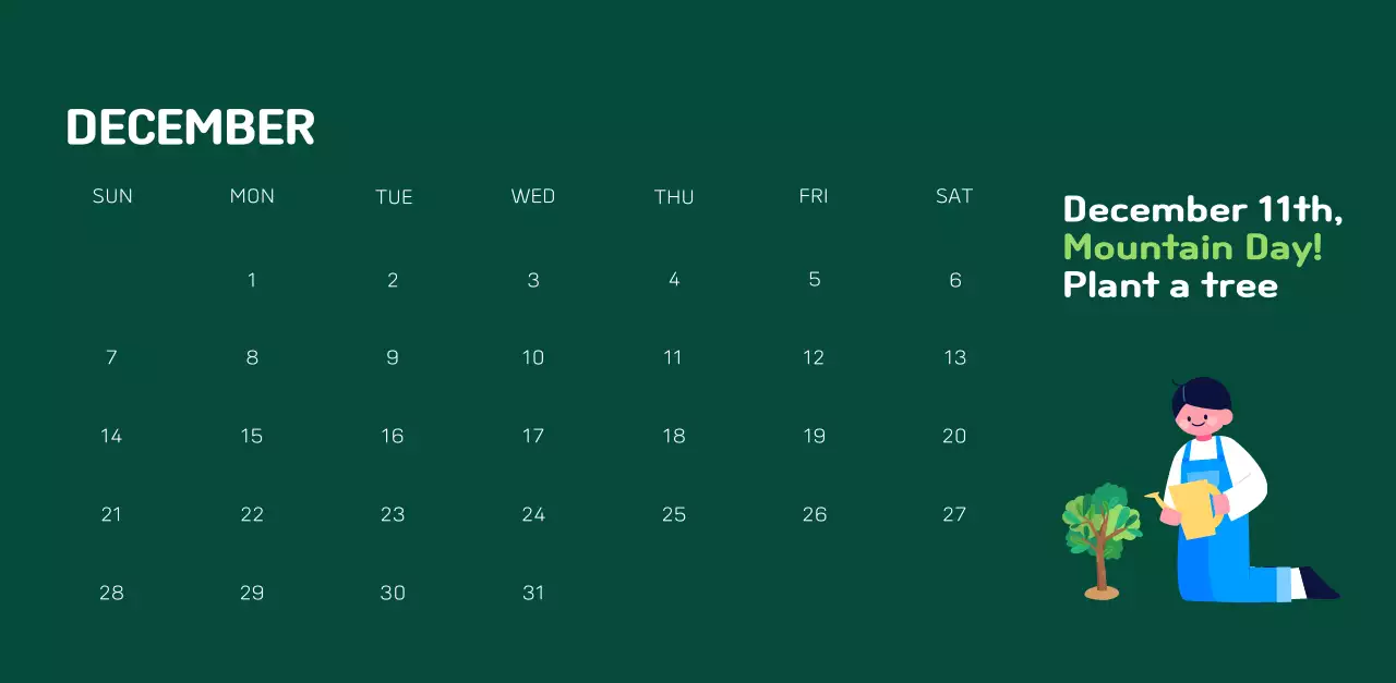 A colorful holiday celebration with illustrations of conservationists and the planet.