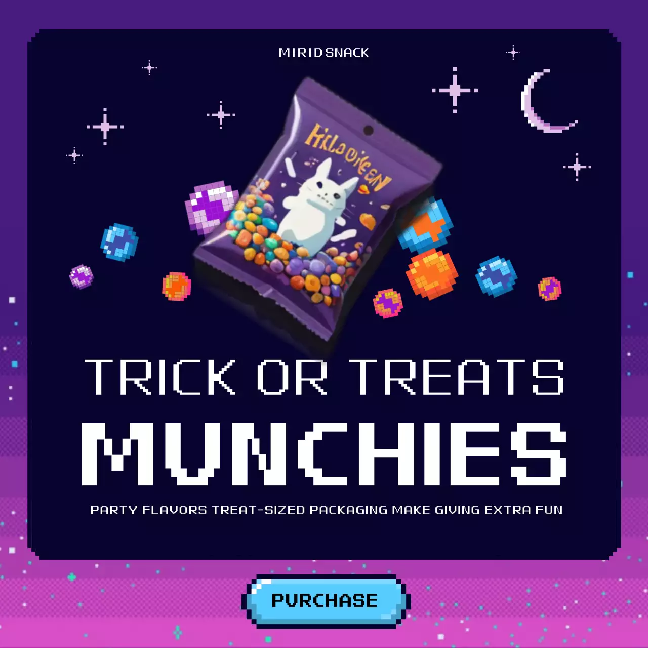 퍼플 레트로 할로윈 프로모션 소셜 미디어 게시물