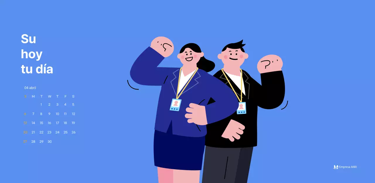 Calendario motivacional con ilustraciones llenas de energía y citas positivas sobre fondo azul claro