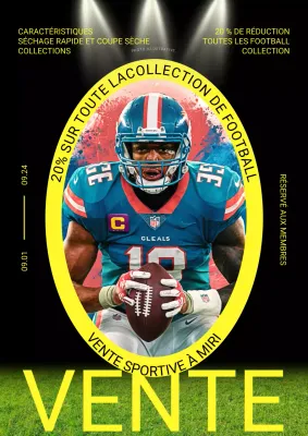 Promouvoir les réductions sur les équipements de football noir et jaune à la mode