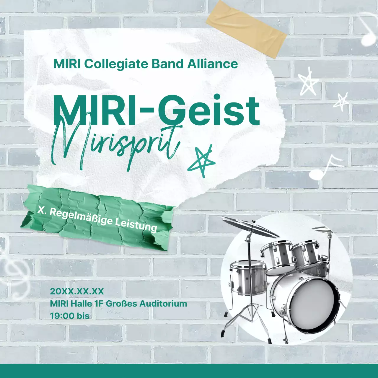 Werbung für die regelmäßigen Auftritte eines Vintage-Universitätsclubs