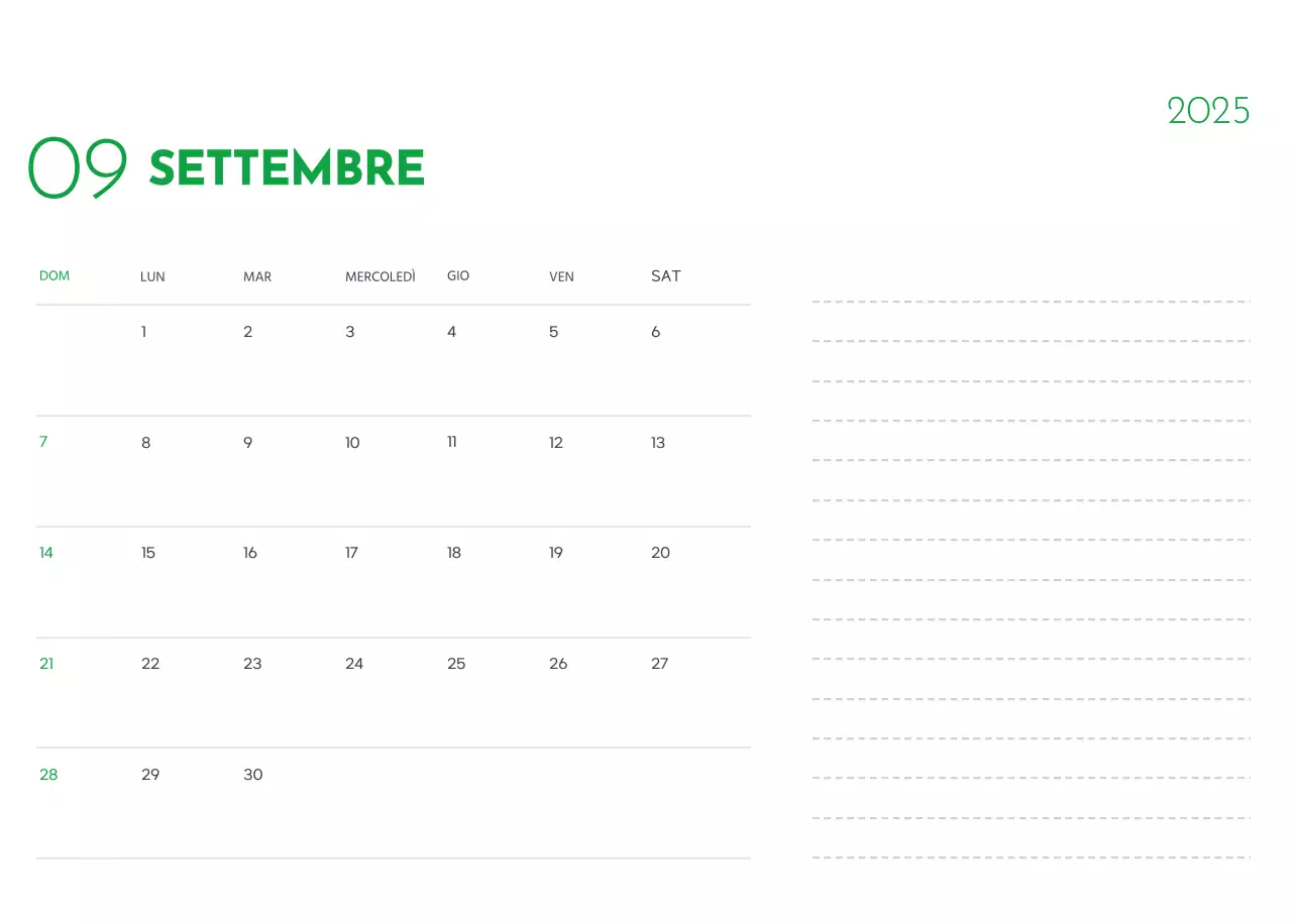 Un calendario con la foto di un cucciolo e un simpatico messaggio in colore verde.