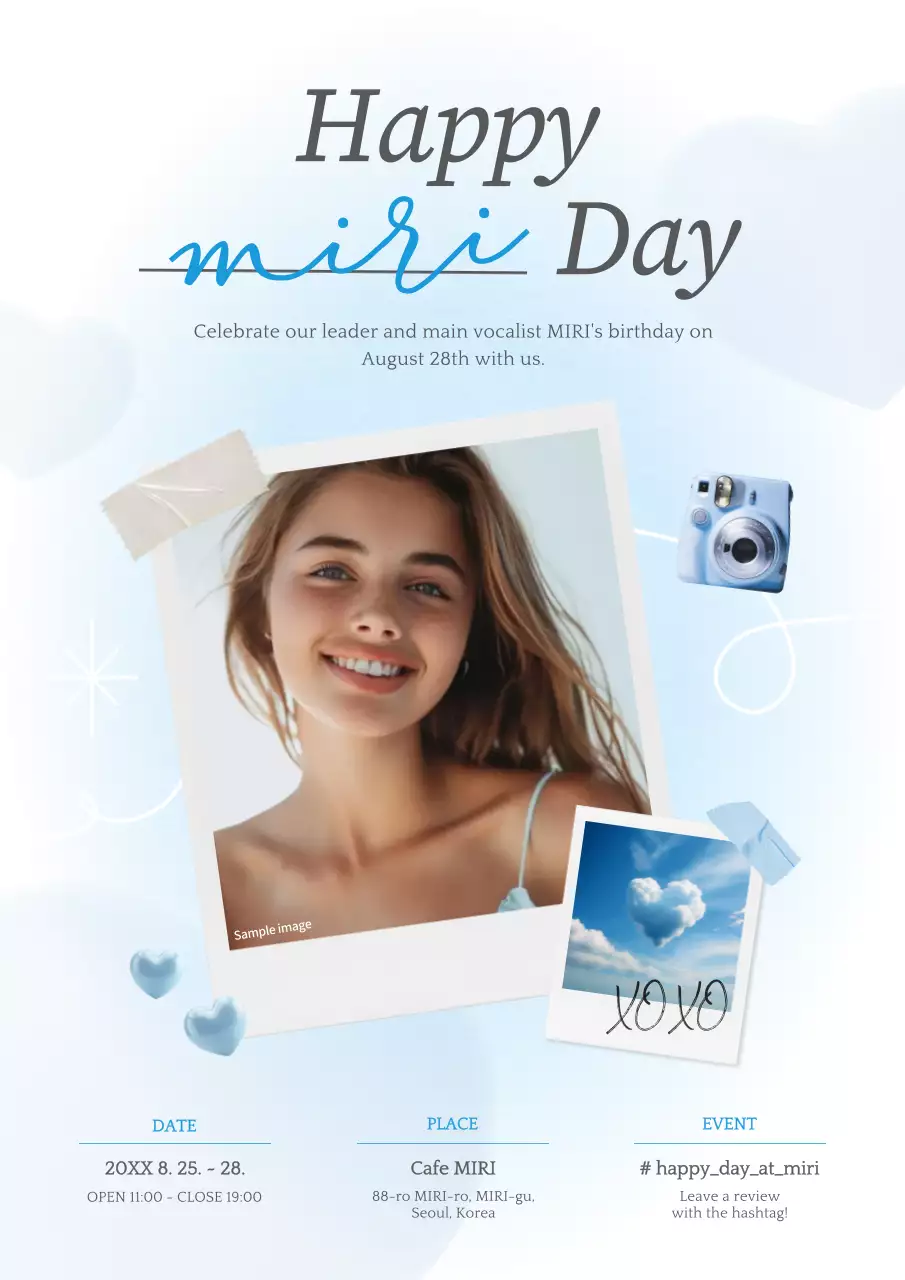 Blue Minimal Birthday Event Poster