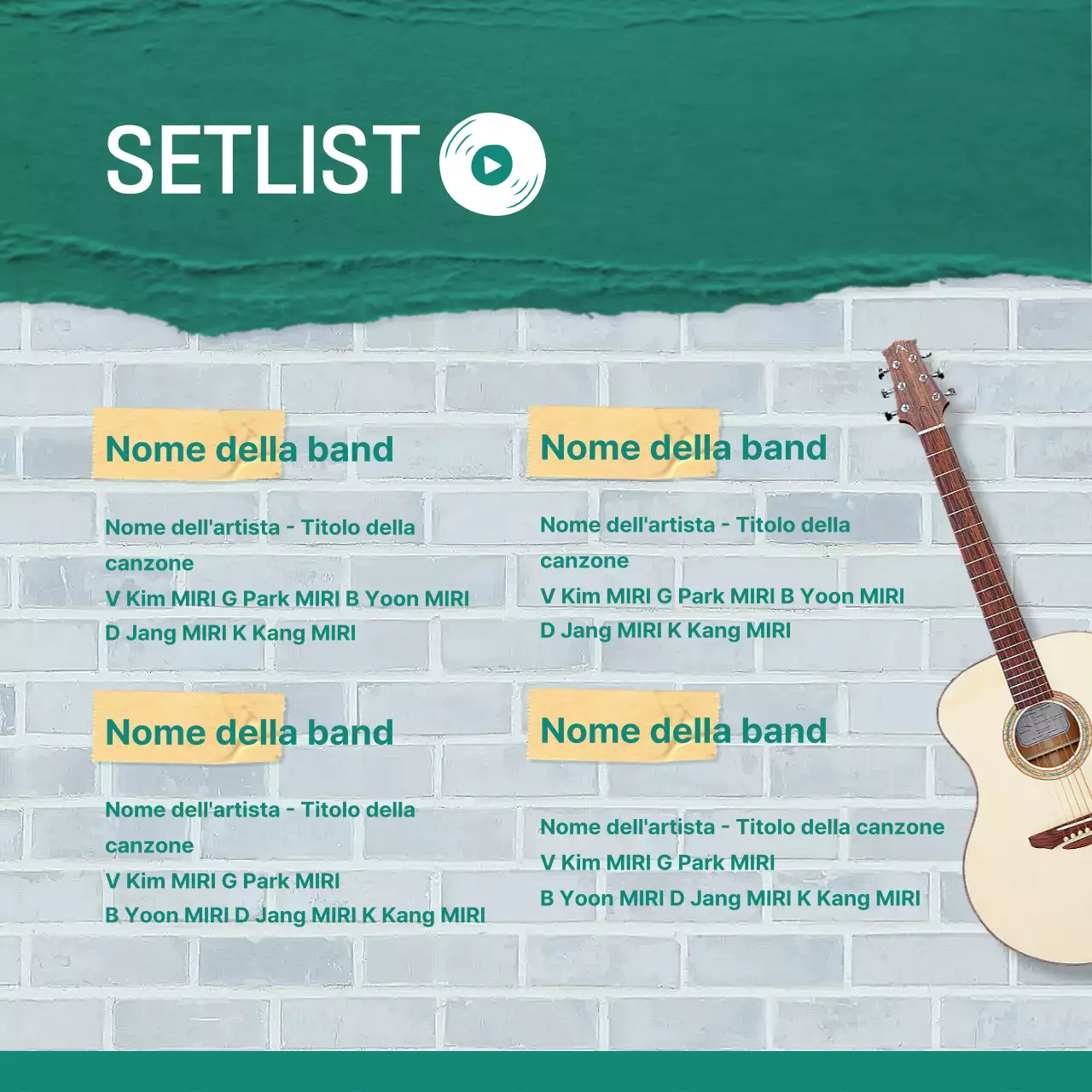 Promuovere i concerti regolari di un club universitario vintage alla menta