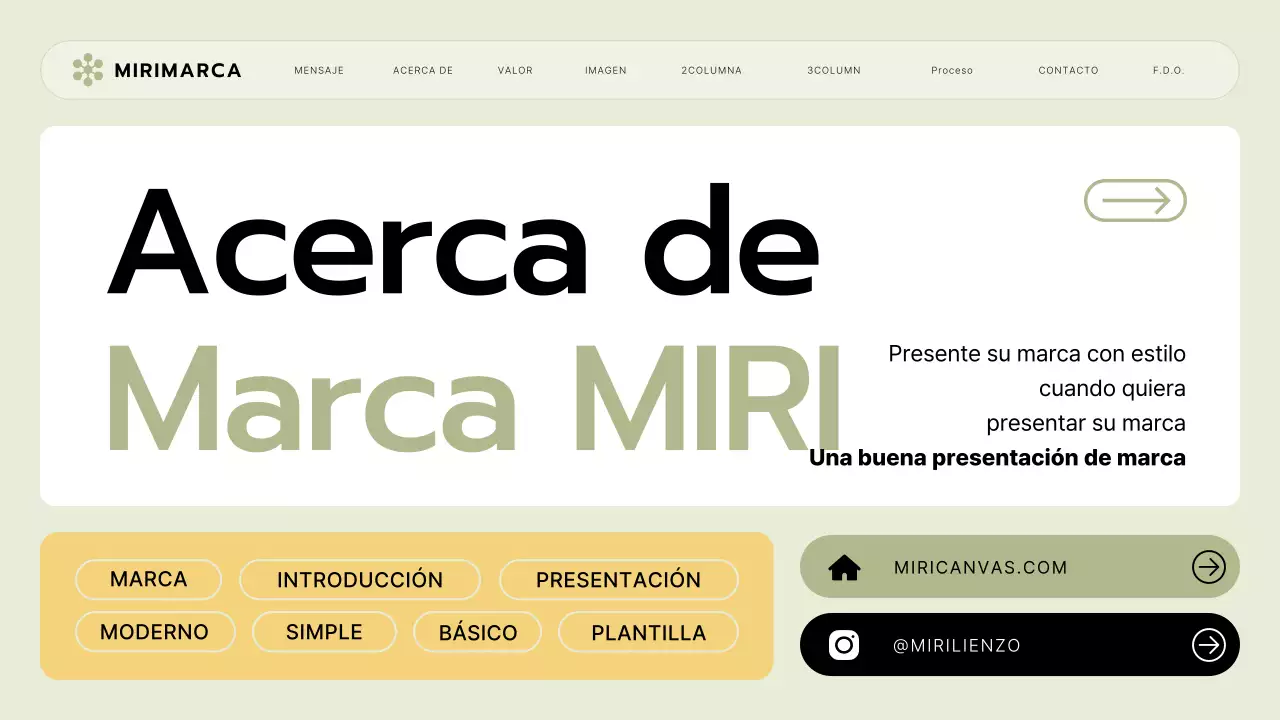 Un briefing de marca para una pequeña empresa con un estilo de interfaz de usuario verde lima y amarillo