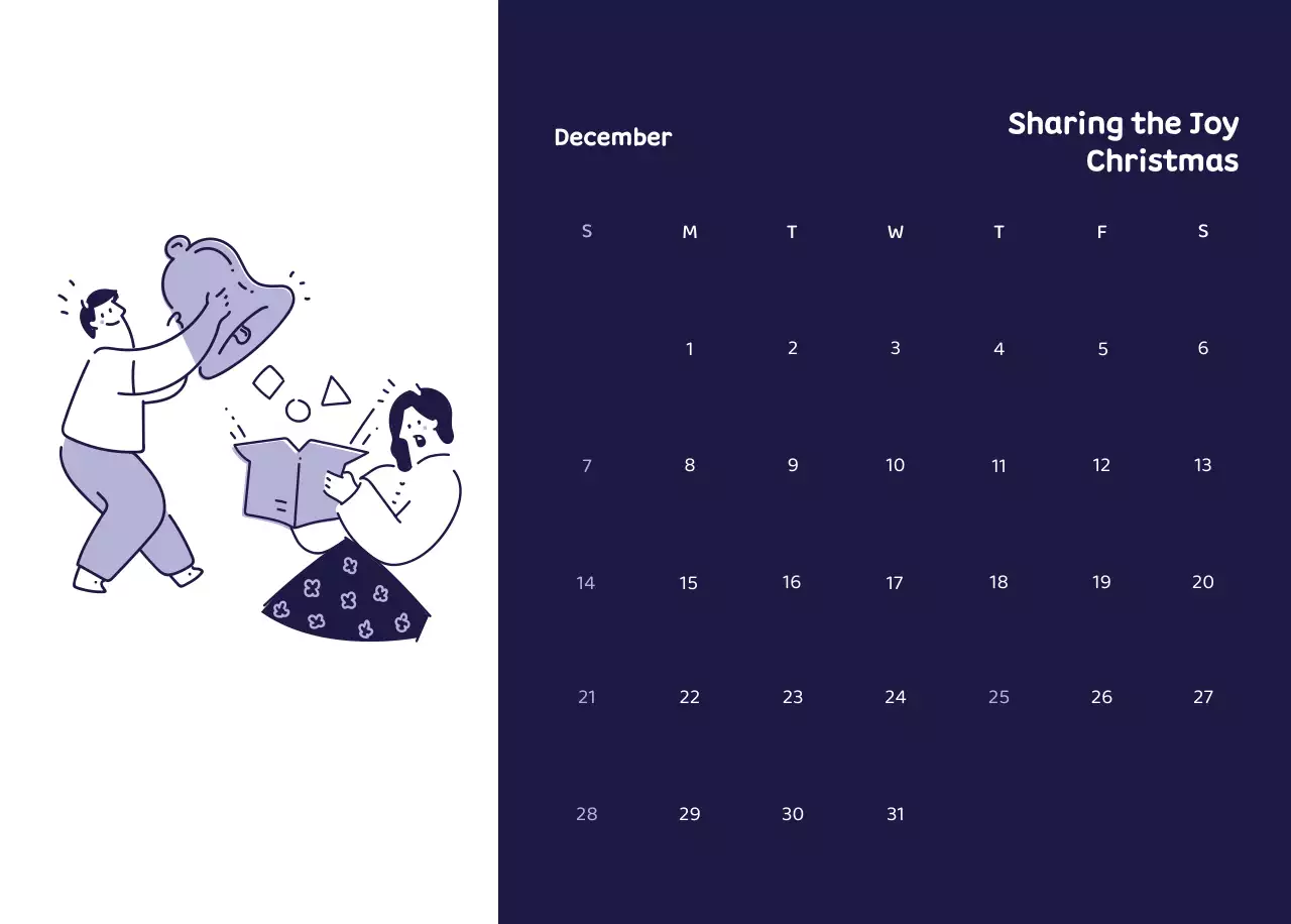 Kalender dengan ilustrasi penuh warna dan emosional