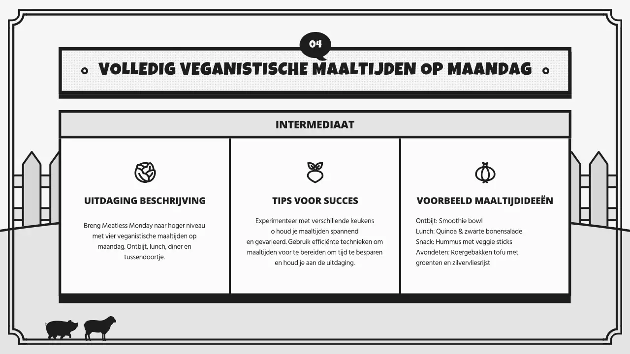 Retro campagne Wereld Vegan Dag in grijs en zwart