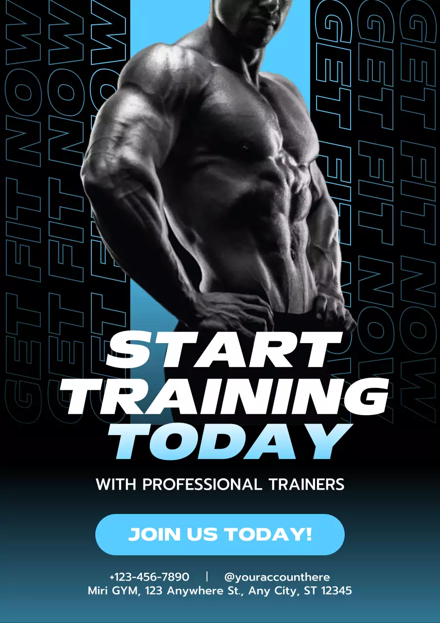 Blue Modern Fitness Promotion Poster