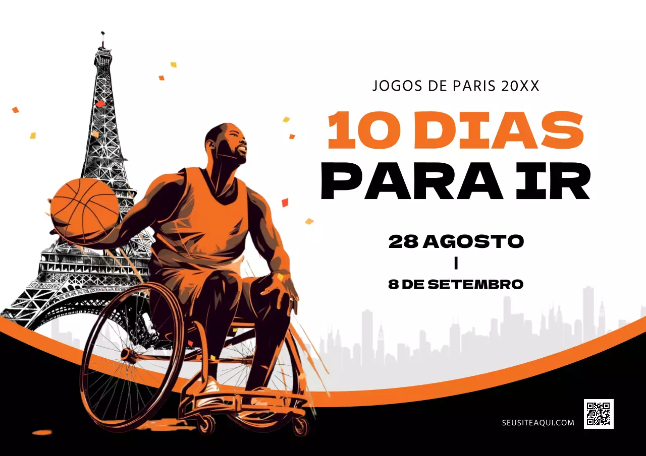 Promoção desportiva moderna em laranja e preto