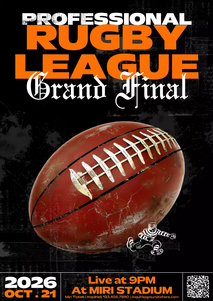 Orange Bold Rugby Event Poster