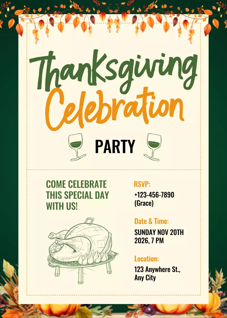 Lời mời mừng Lễ Tạ ơn hiện đại xanh