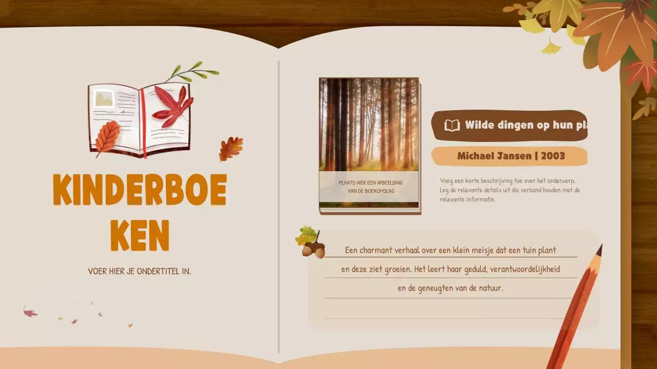 Bruin en beige Natuurlijk herfstboek Uitgeverij Boekaanbevelingen