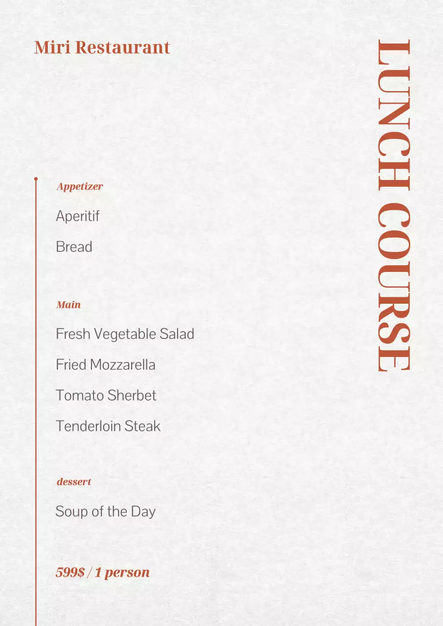 Beige Minimal Lunch Menu Poster