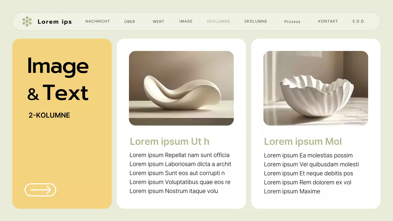 Ein Briefing für ein kleines Unternehmen mit einem lindgrünen und gelben UI-Stil