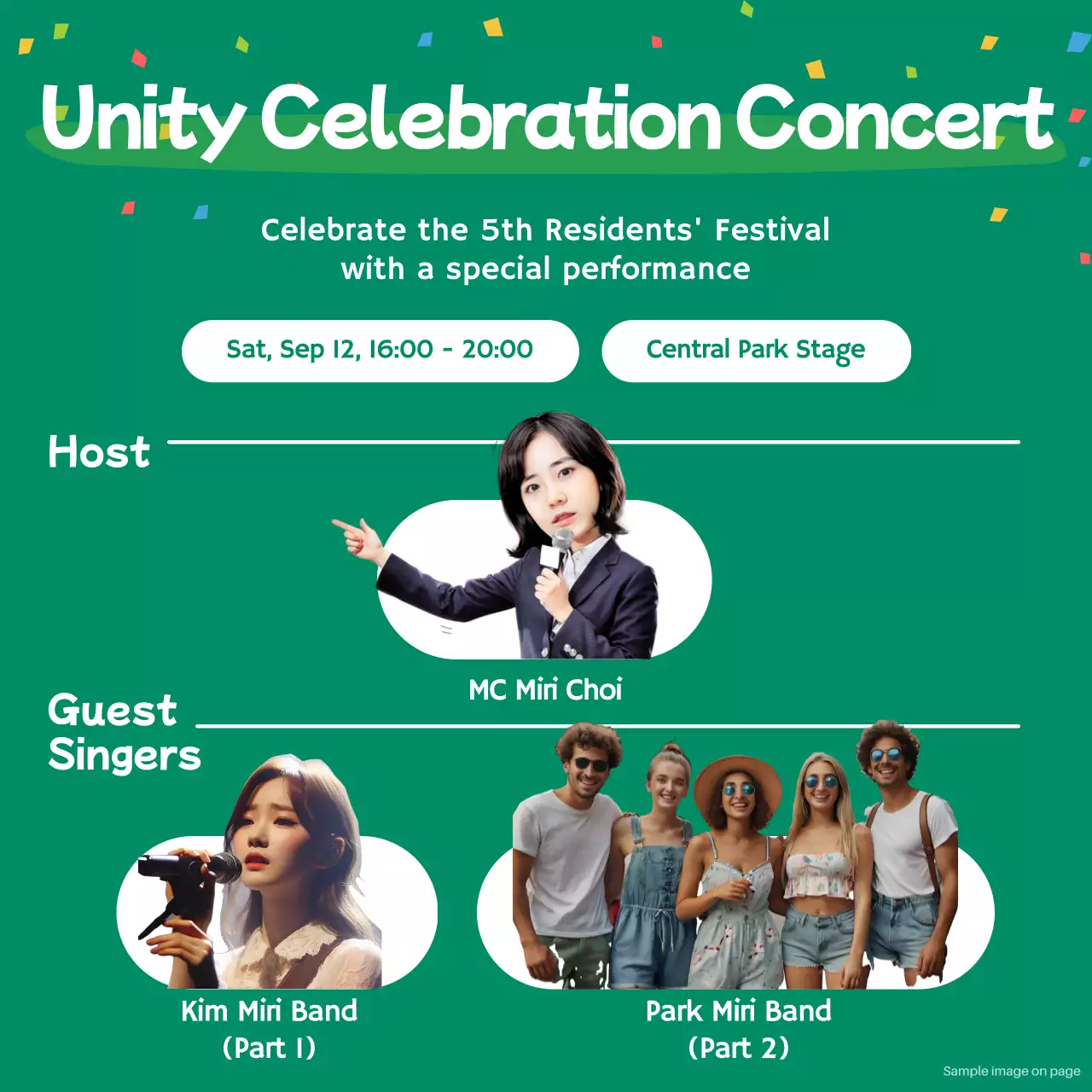 Green Retro Festival Announcement Instagram Carousel