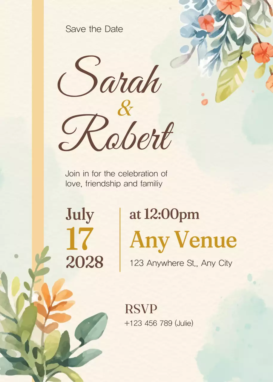 Convite de casamento minimalista bege