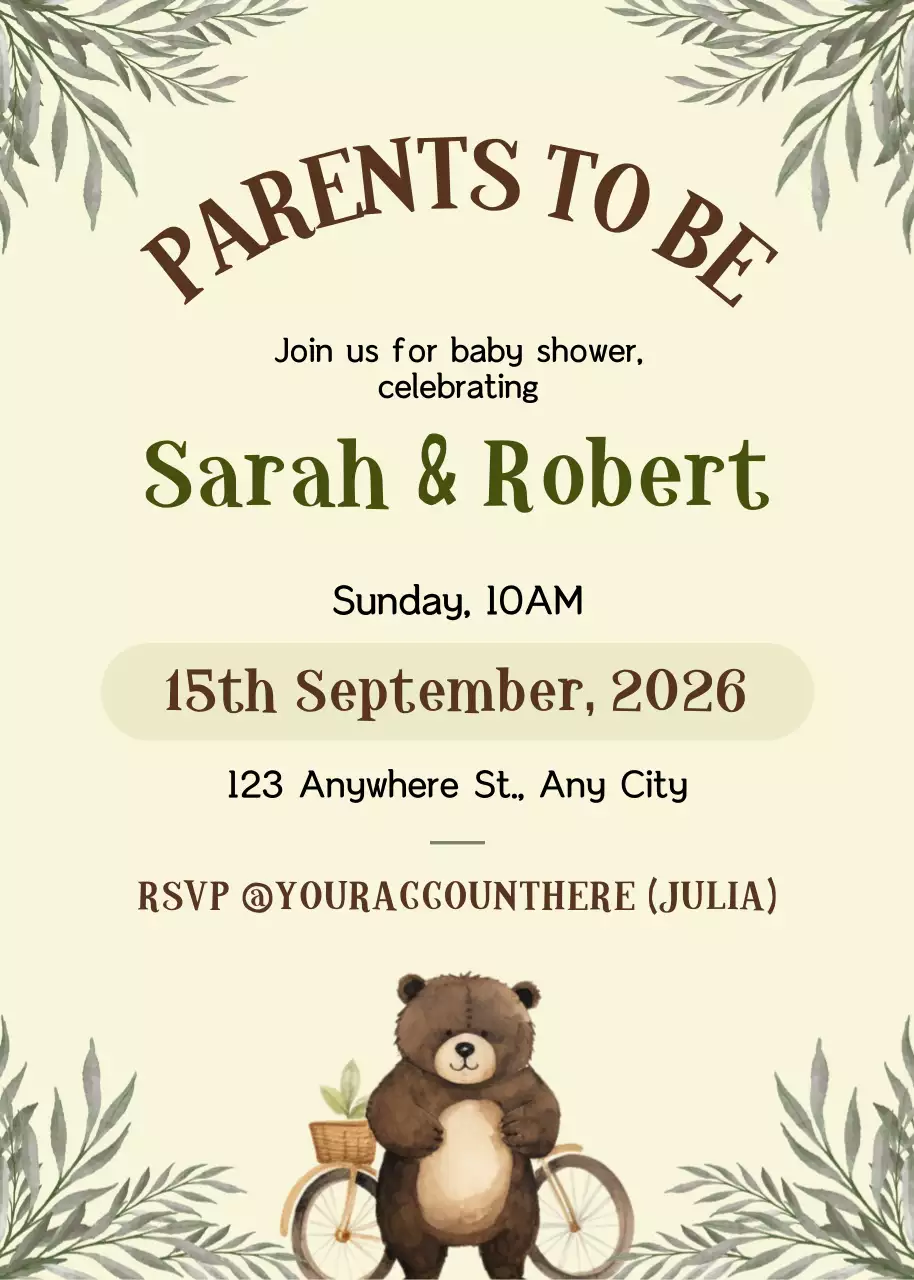 Undangan Baby Shower Hijau Lucu