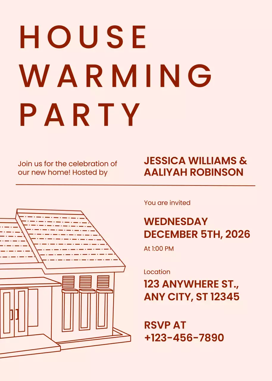 Beige Minimal Housewarming Invitation