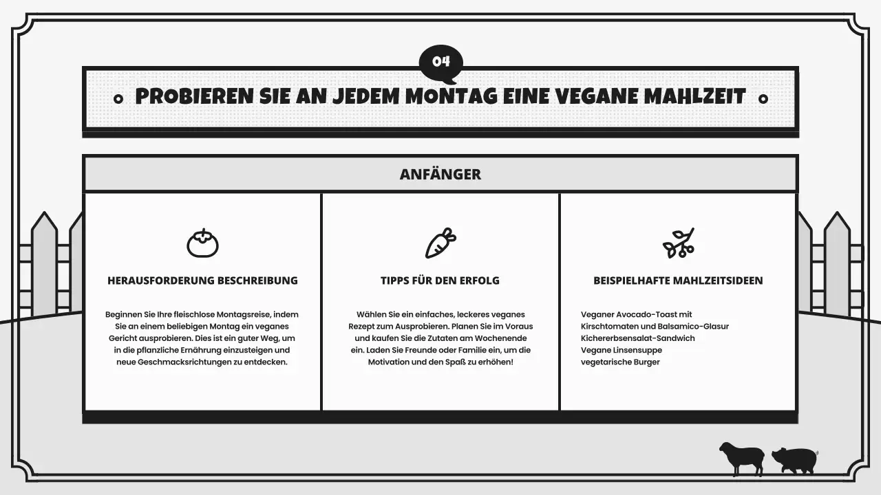 Retro-Kampagne zum Weltvegantag in Grau und Schwarz