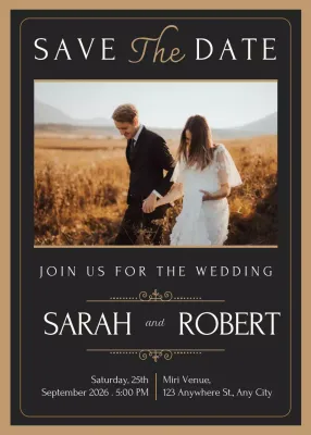 Beige Classic Wedding Invitation