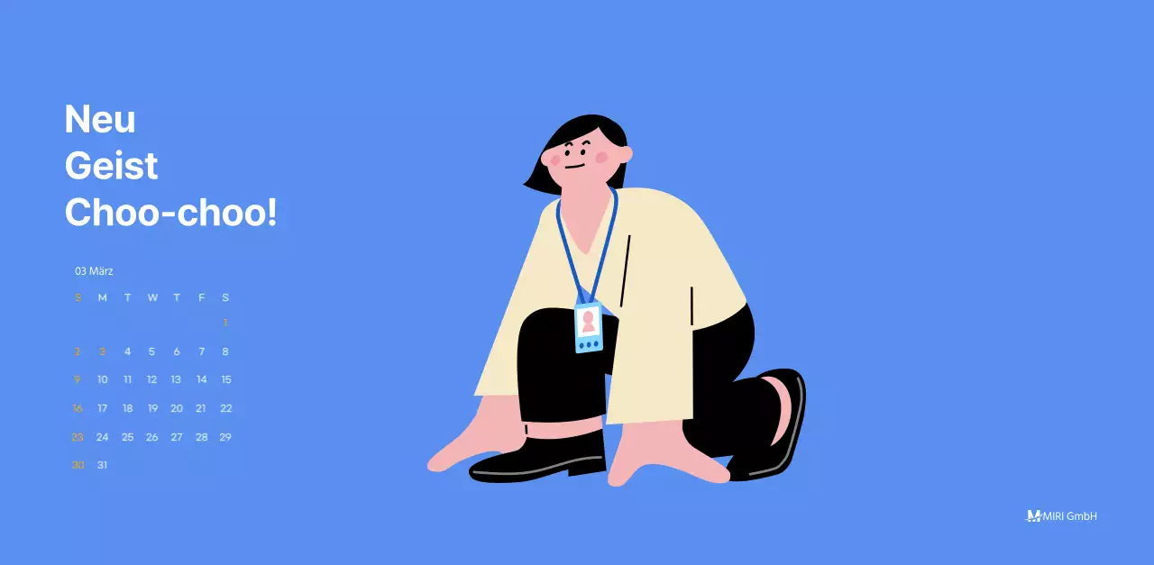 Motivationskalender mit energiegeladenen Illustrationen und positiven Zitaten auf hellblauem Hintergrund