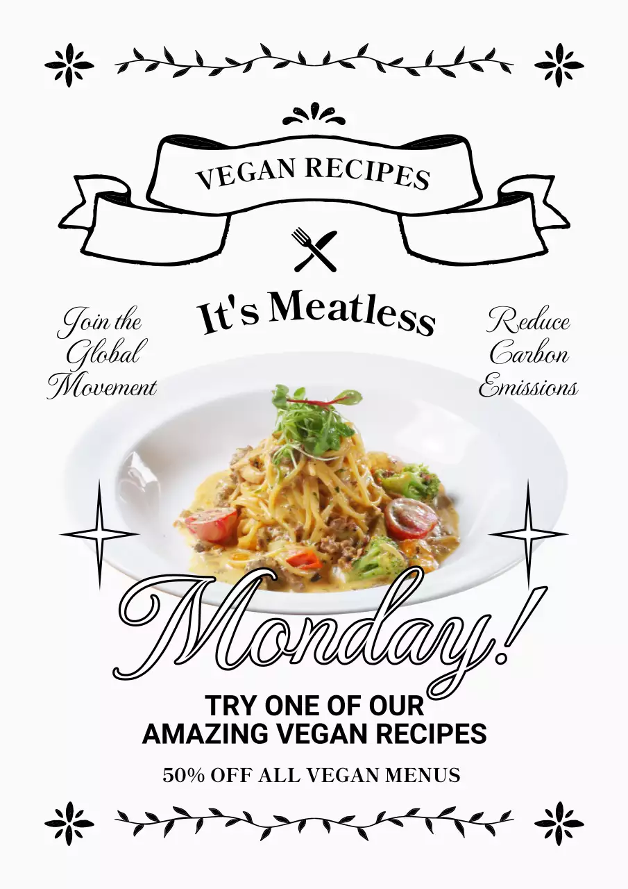 White Minimal Vegan Promotion Poster
