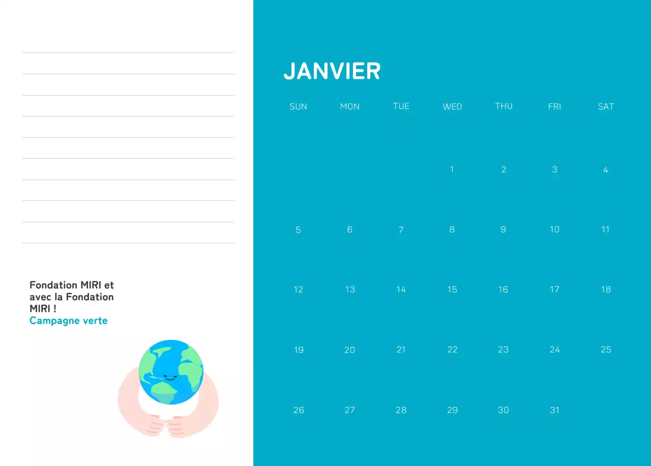 Une fondation sociale qui célèbre les fêtes de fin d'année avec des illustrations colorées de personnes et de la planète.
