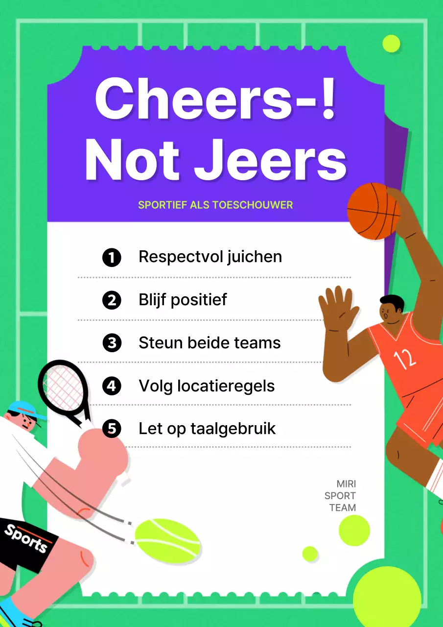 Aankondiging moderne speletiquette in paars en groen