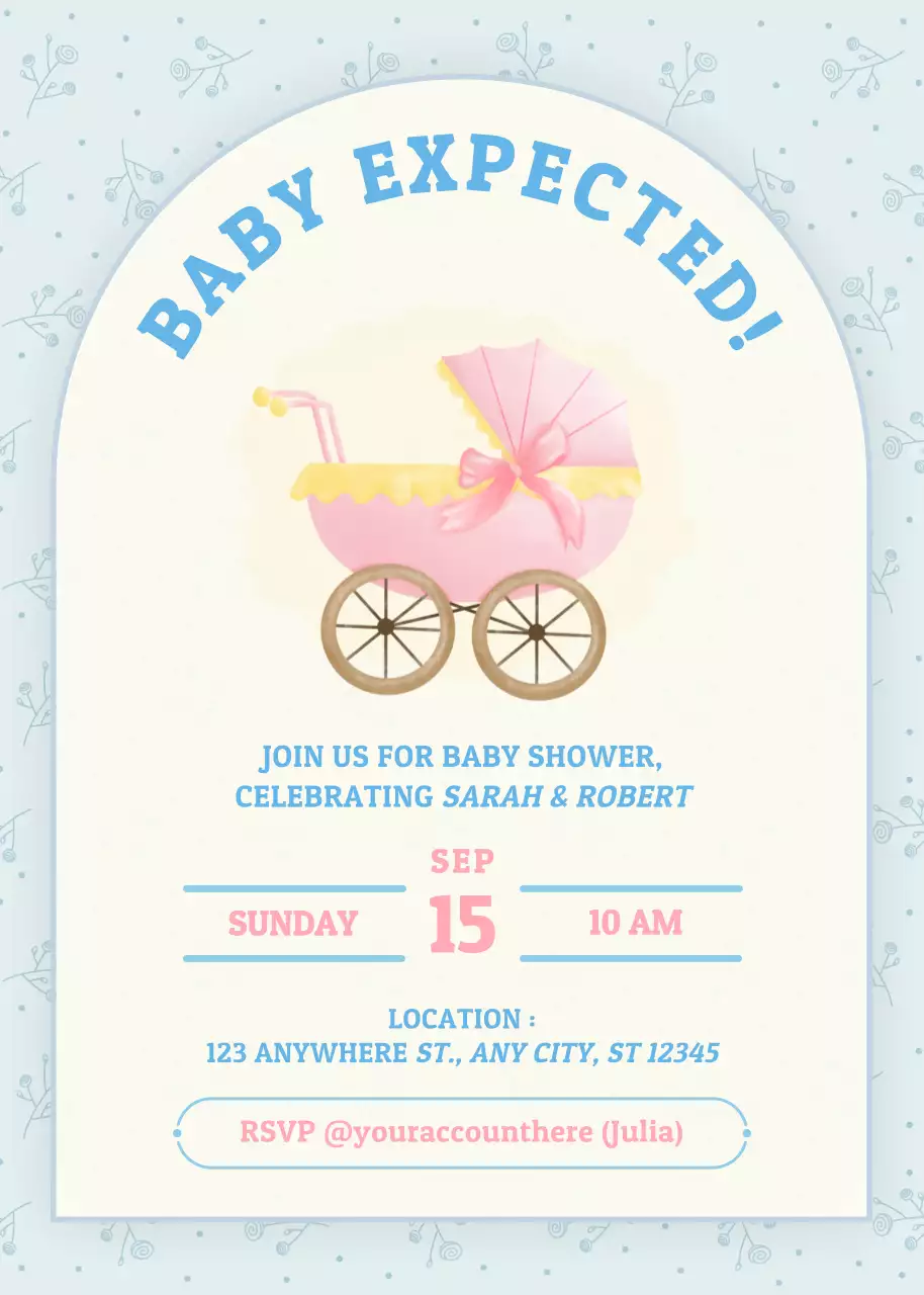 Thiệp mời tiệc mừng em bé màu xanh dễ thương