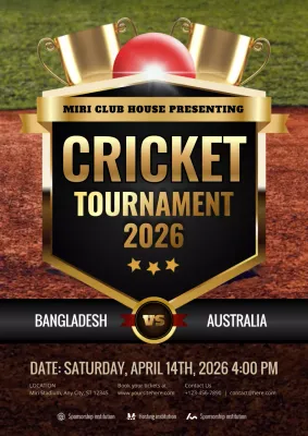 Gold Classic Cricket Announcement Poster