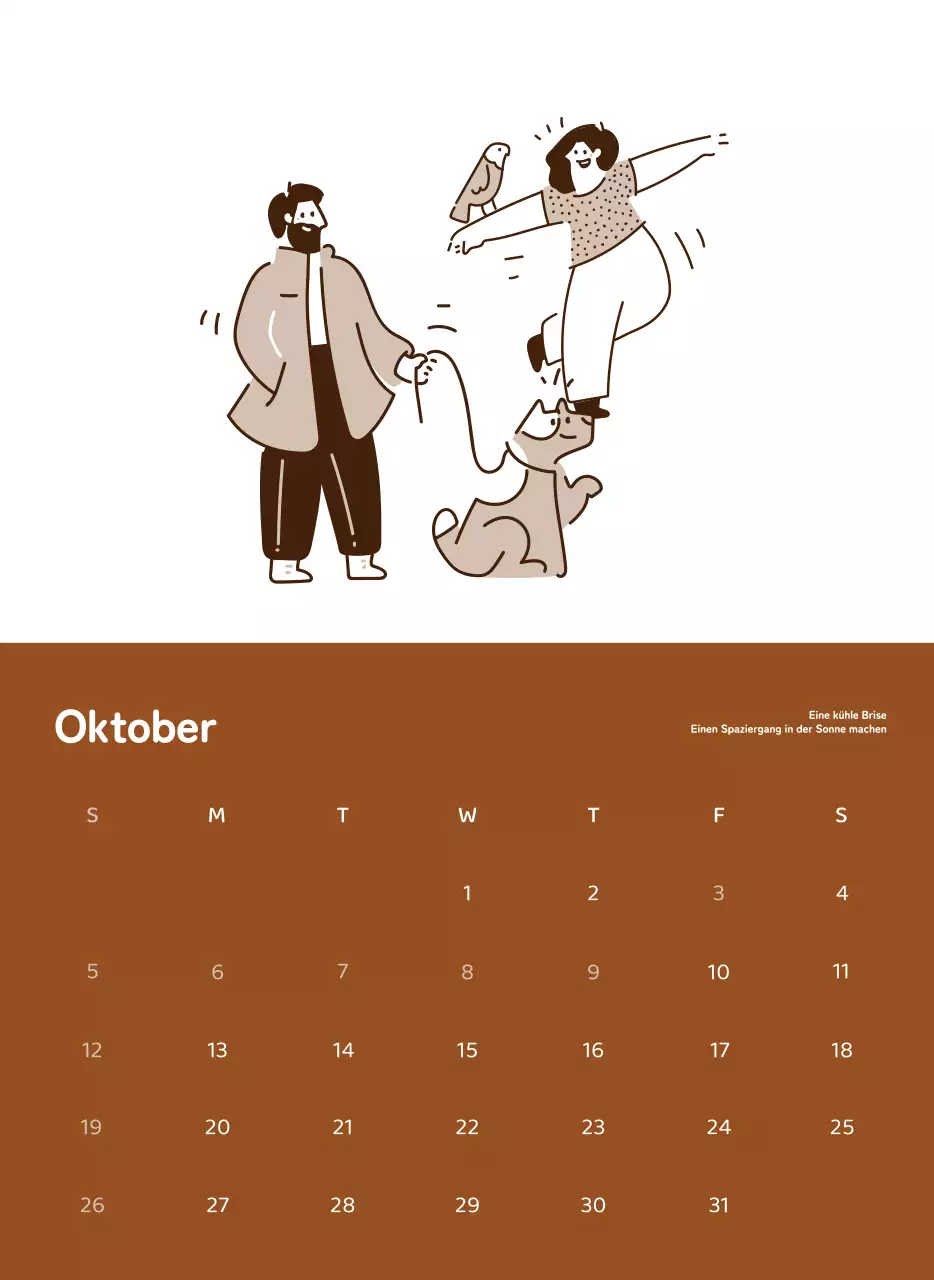 Kalender mit farbenfrohen und emotionalen Illustrationen