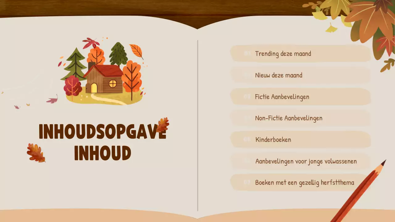 Bruin en beige Natuurlijk herfstboek Uitgeverij Boekaanbevelingen