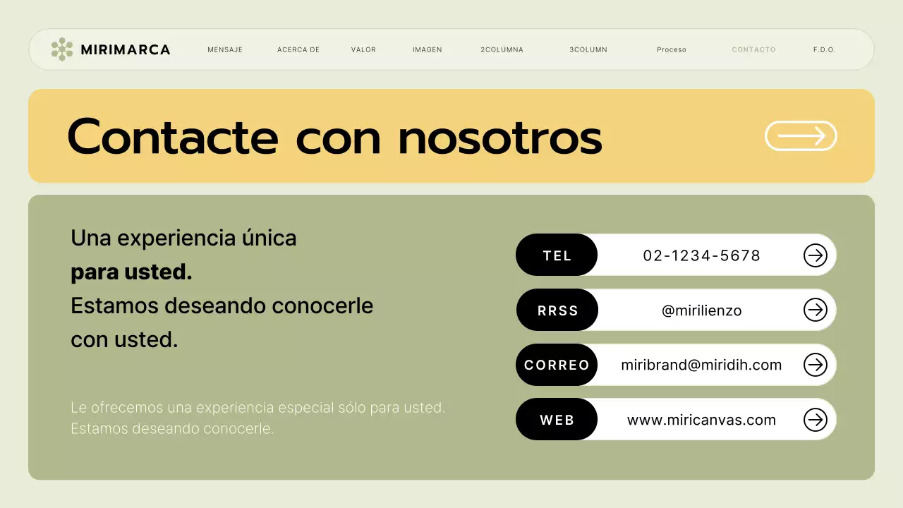 Un briefing de marca para una pequeña empresa con un estilo de interfaz de usuario verde lima y amarillo
