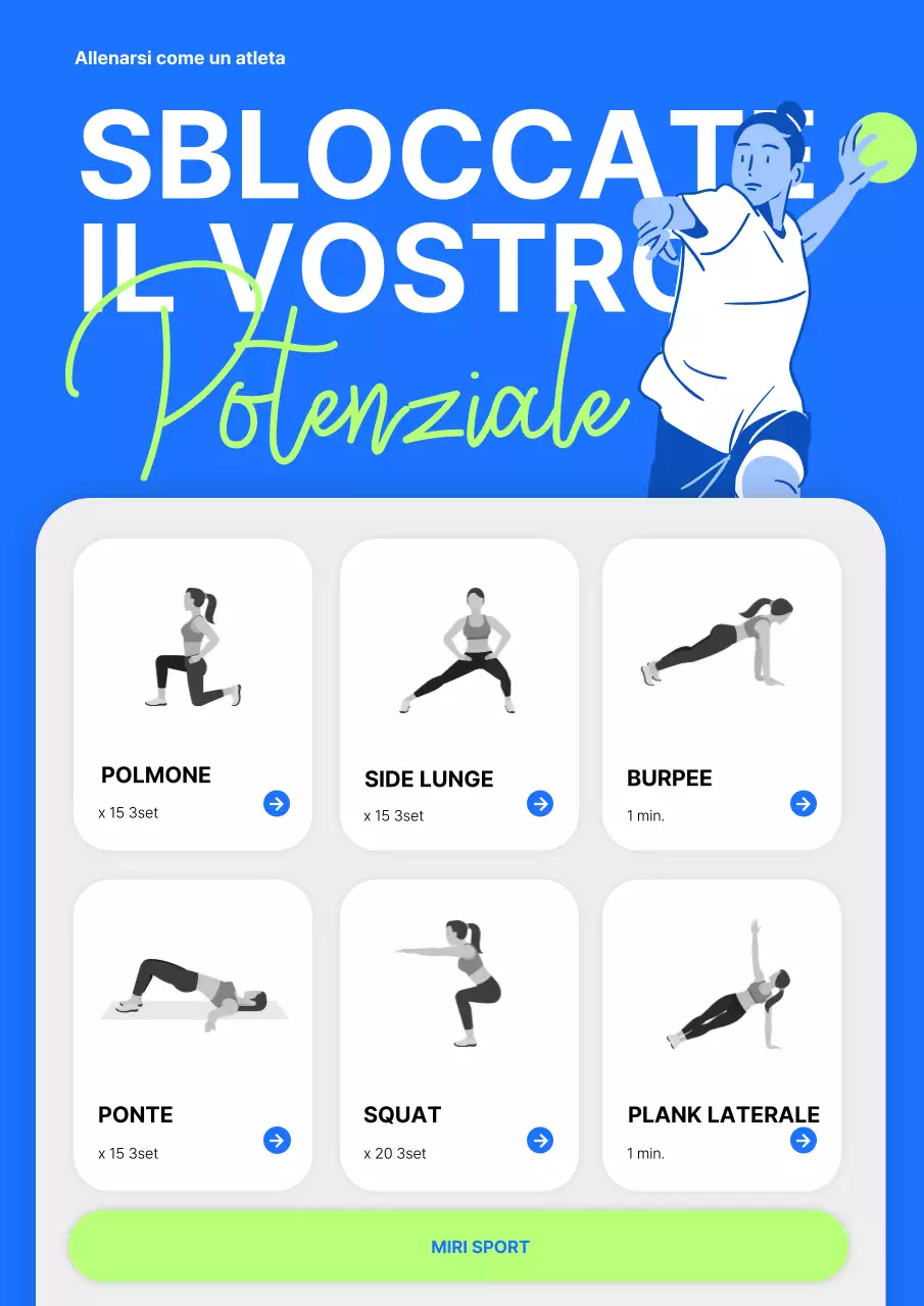 Moderno planner per l'allenamento in blu e verde lime