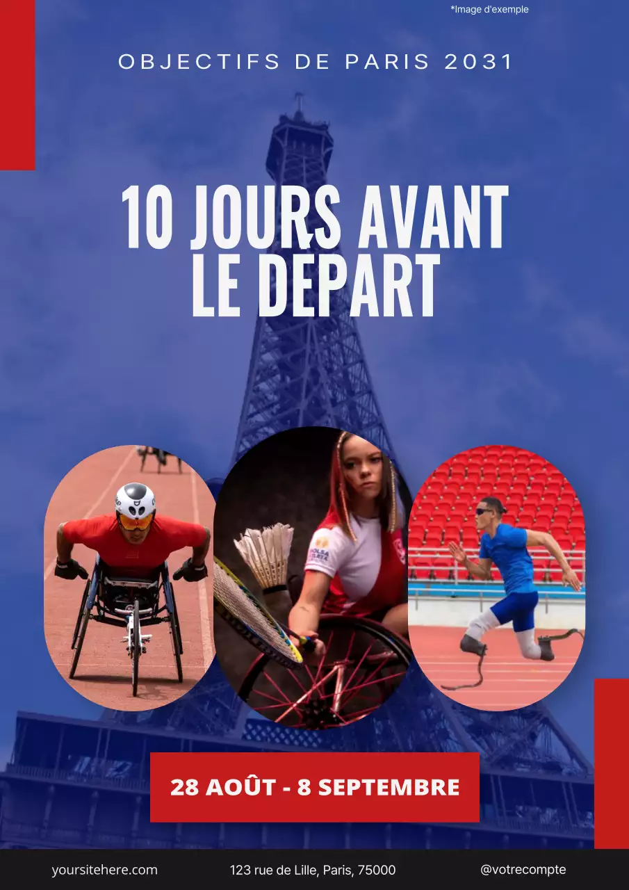 Flyer d'événement sportif rouge et blanc en gras