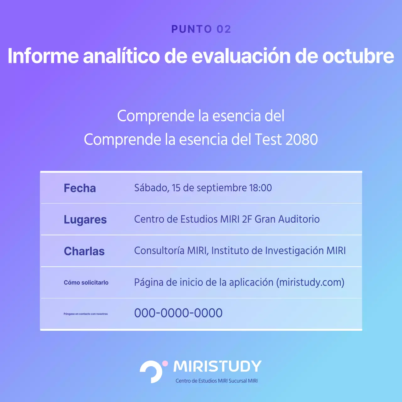 Promueva la sesión informativa sobre el análisis del simulacro de examen de inspiración cibernética en morado y azul claro.