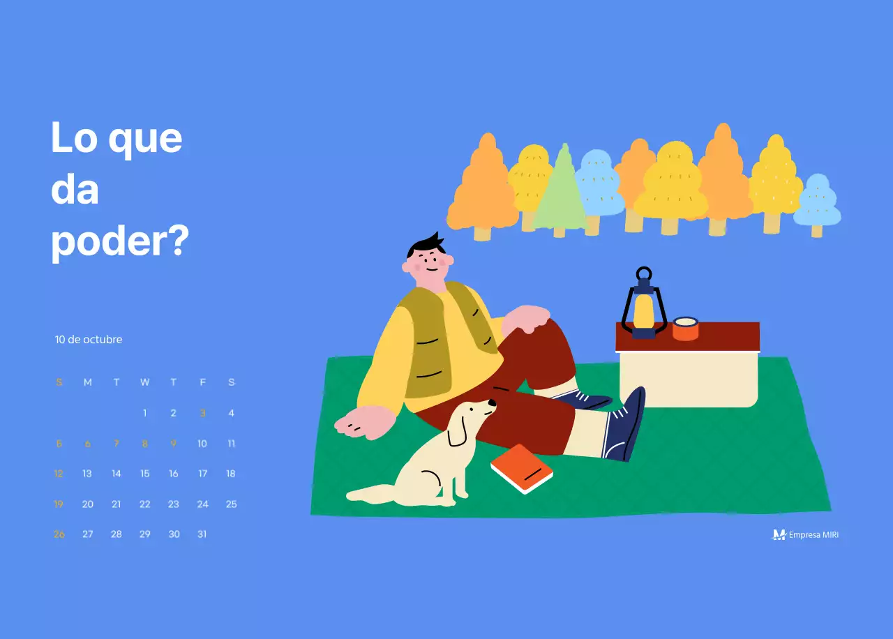 Calendario motivacional con ilustraciones llenas de energía y citas positivas sobre fondo azul claro