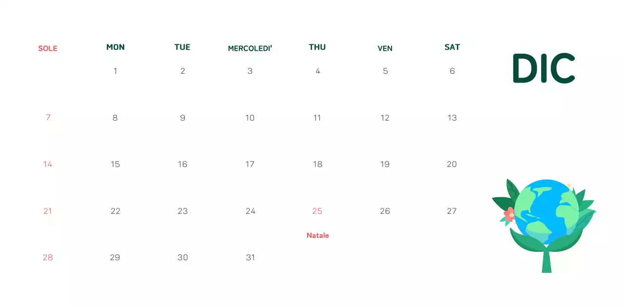 Una fondazione sociale che celebra le festività natalizie con illustrazioni colorate di persone e del pianeta.