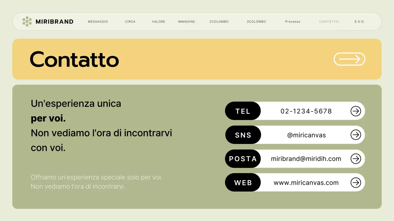 Briefing sul marchio di una piccola impresa con stile UI verde lime e giallo