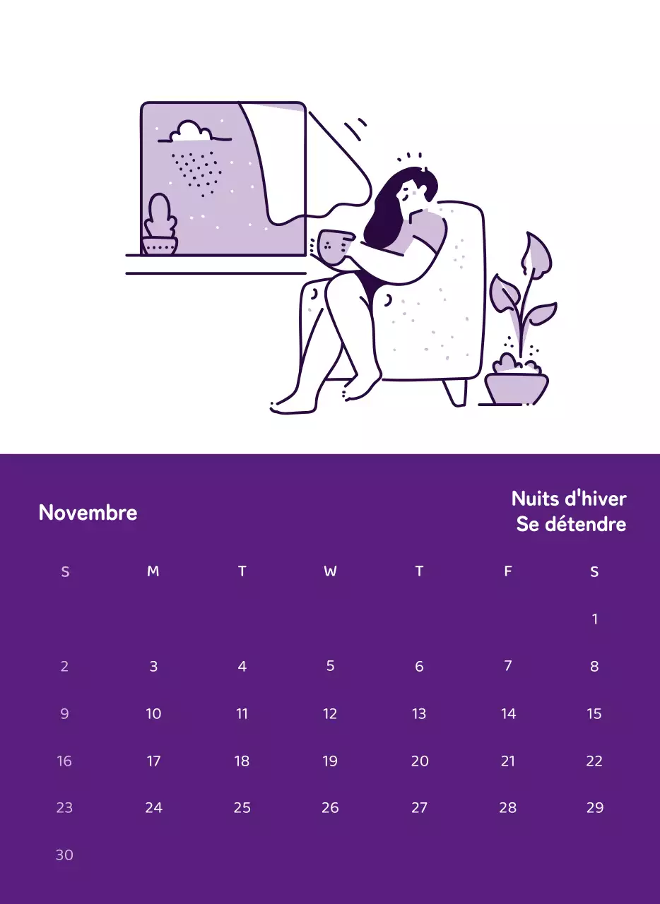 Calendriers avec illustrations colorées et émotionnelles