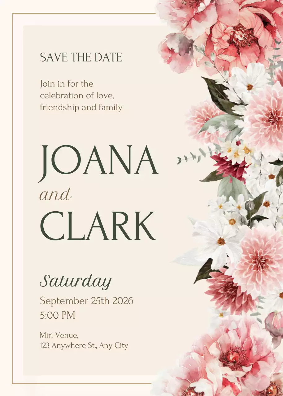 Thiệp cưới cổ điển màu be