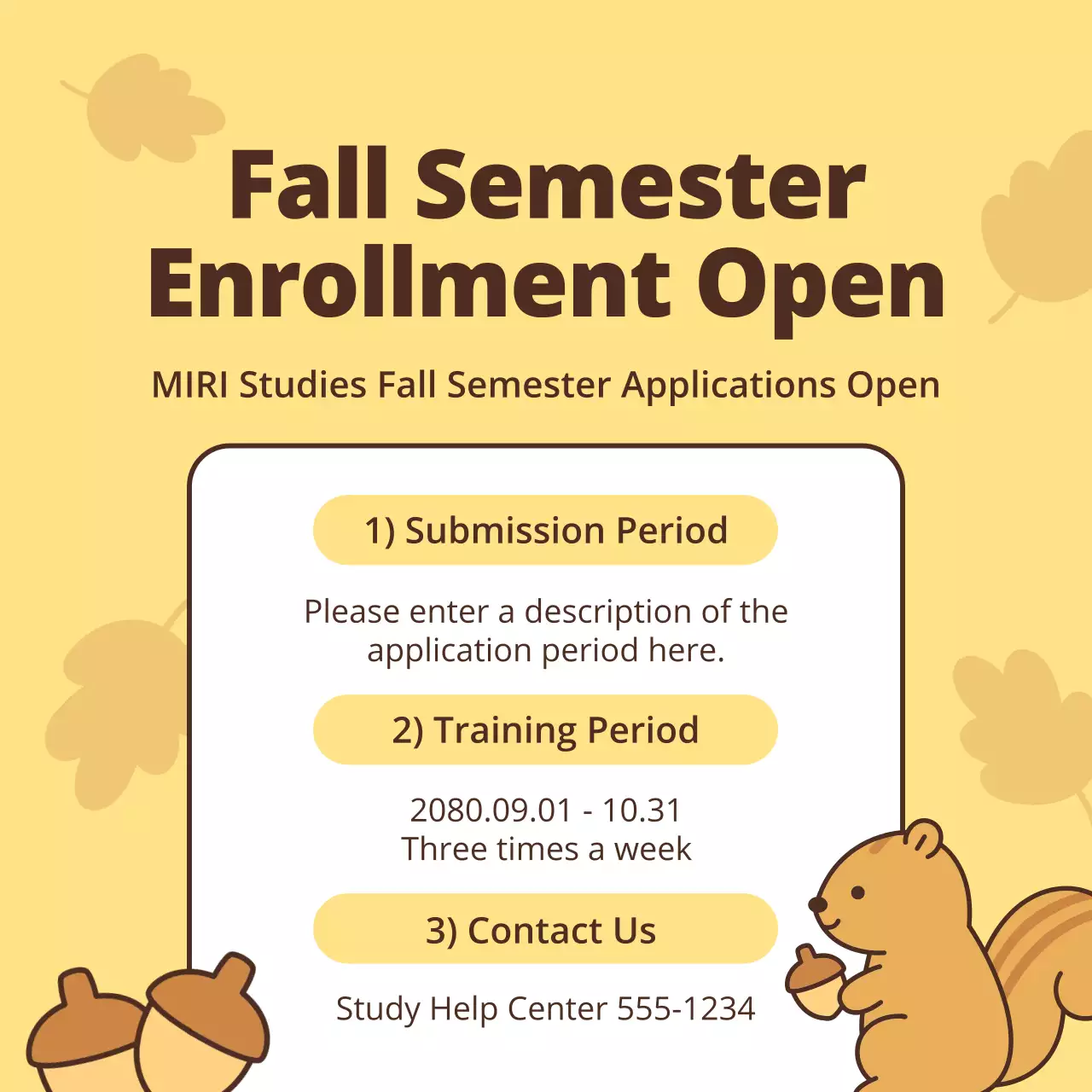 Promote fall recruitment with a bright yellow and orange color scheme