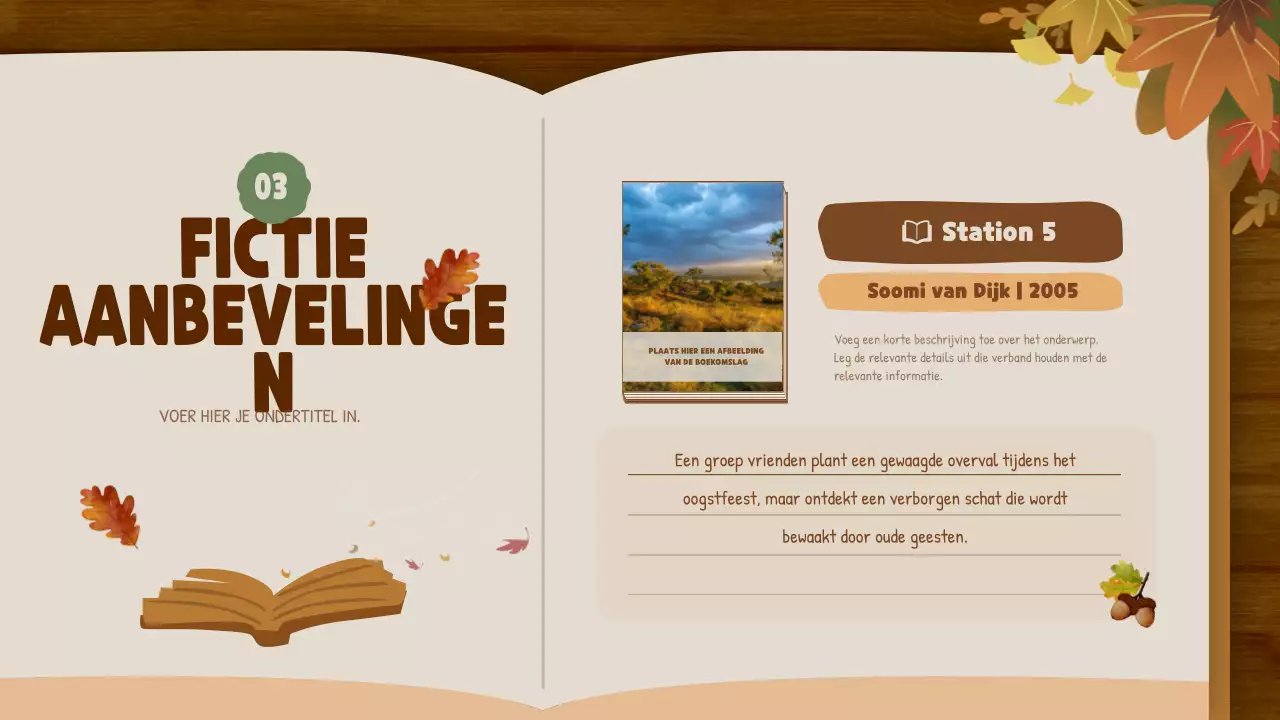 Bruin en beige Natuurlijk herfstboek Uitgeverij Boekaanbevelingen