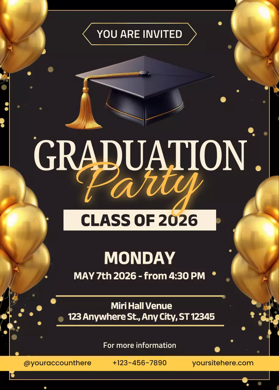 Poster Undangan Wisuda Elegan Hitam