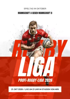 Förderung des modernen Rugbyspiels in Rot und Weiß