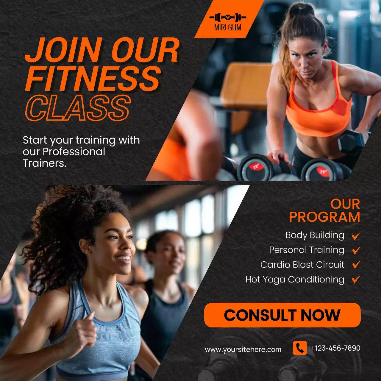 Orange Modern Fitness Promotion Social Media Post