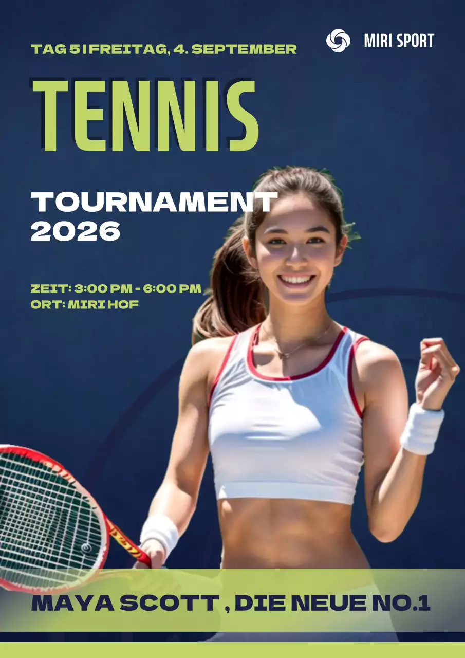 Blau-Grün Einfacher Tennis-Turnier-Flyer