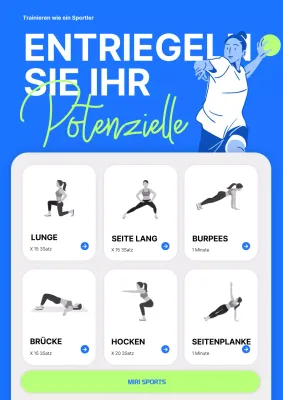 Moderner Workout-Planer in Blau und Lindgrün